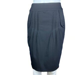 Level 99 Black Wool Pencil Skirt Pleated Knee Length XS 25 NWT
